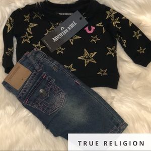 True Religion 3mos Star Sweatshirt & Jeans